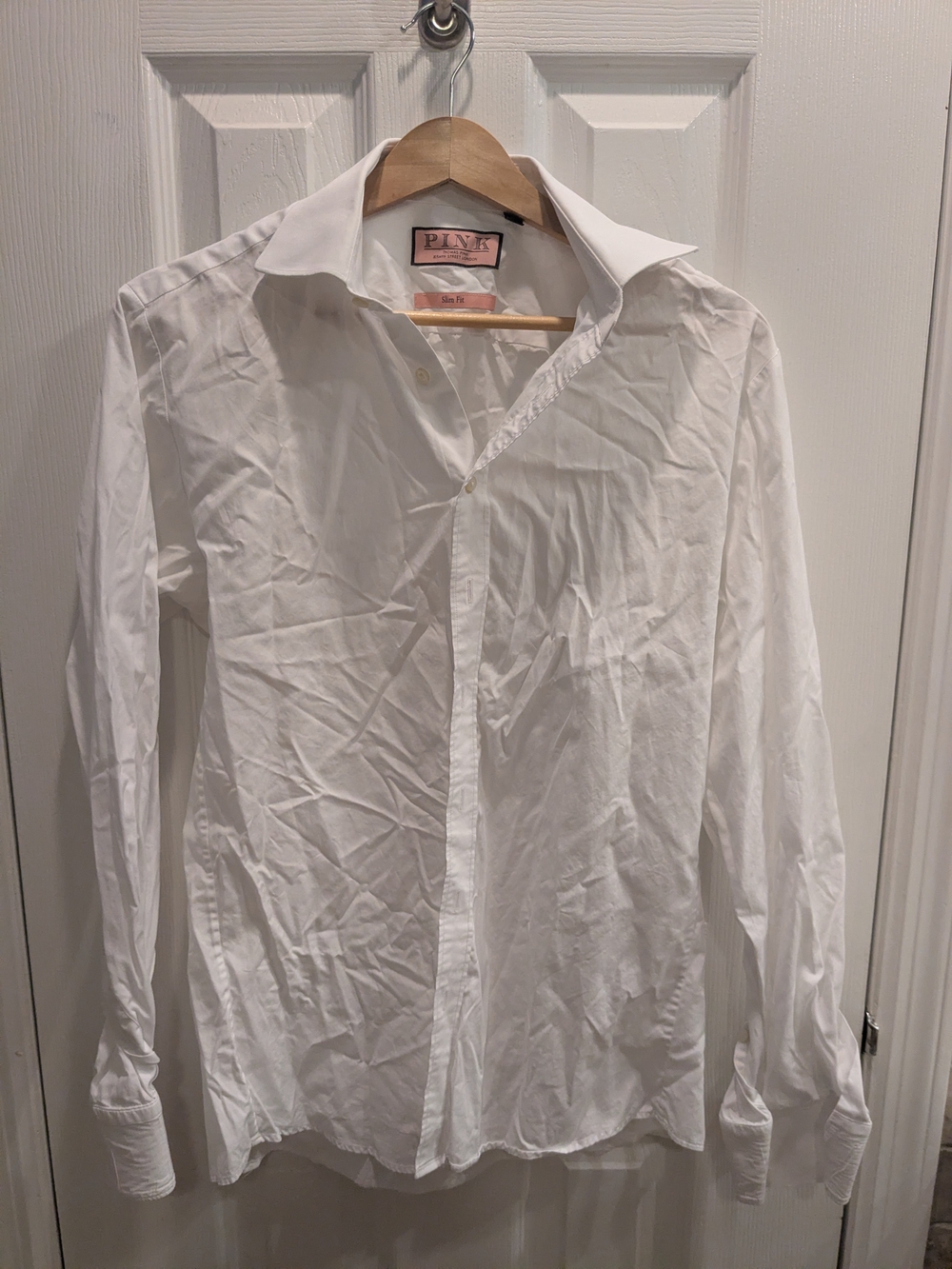 Thomas Pink - Slim Fit - White Dress Shirt 15 Men's Long Sleeve Point Collar